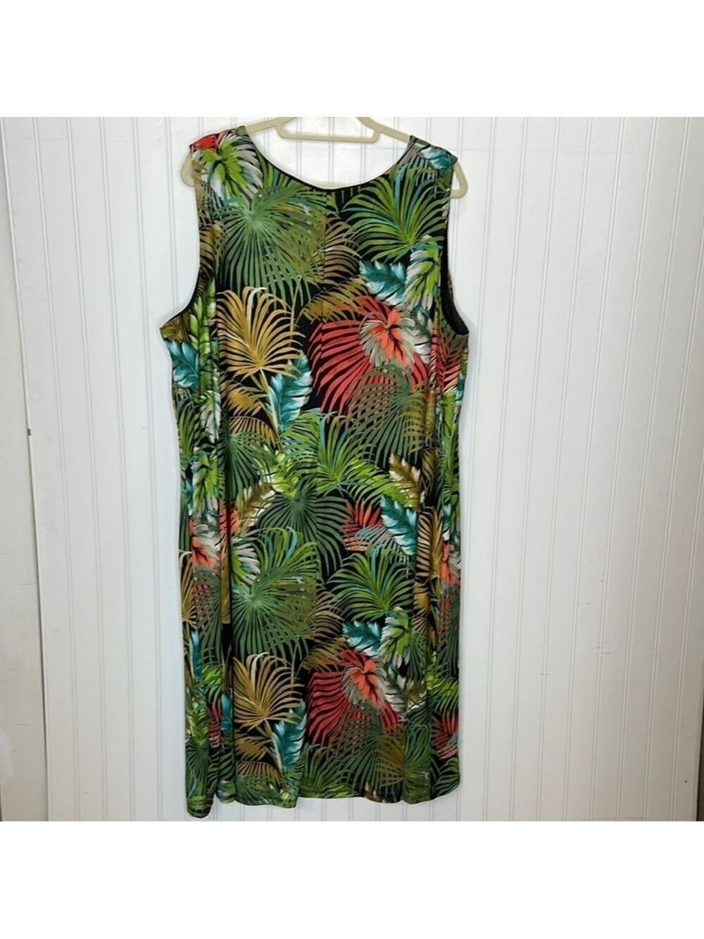 - Tropical Leaf Print Sleeveless Dress Size 22 - Picture 5 of 9